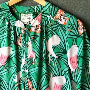 Kendra Dandy Anthropologie Camisa Buttondown Shirt Green Pink - Women's Size 0